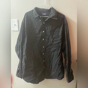 Men’s Roundtree & Yorke 2XT Black Striped Button-Up Shirt